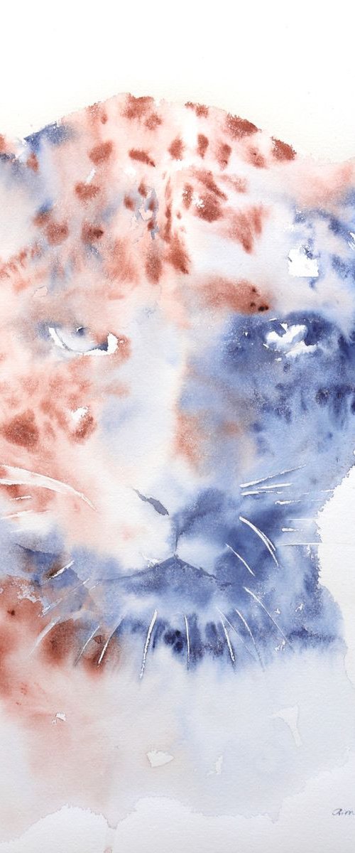 Leopard watercolour large "The Watcher" by Aimee Del Valle