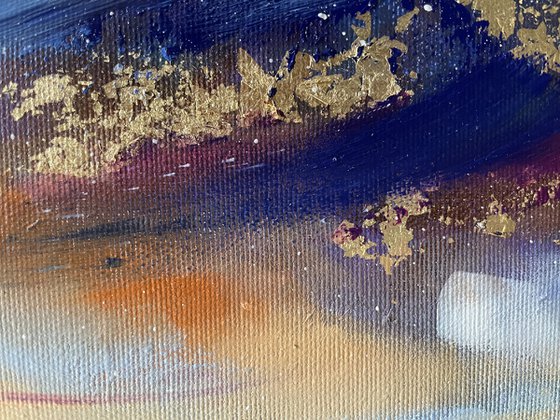 "Paints and gold". Original abstract painting