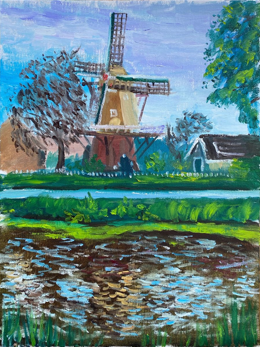 Dutch Windmill. Plein Air by Dmitry Fedorov