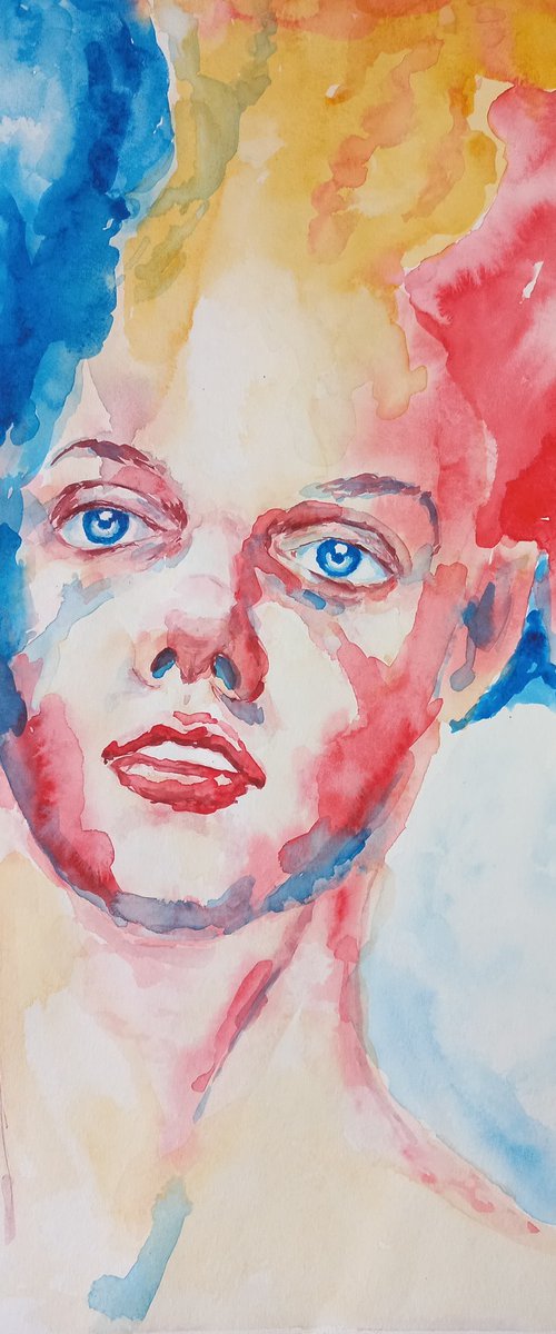 Watercolor abstract portrait 2022, 39.5x30 cm by Tatiana Myreeva