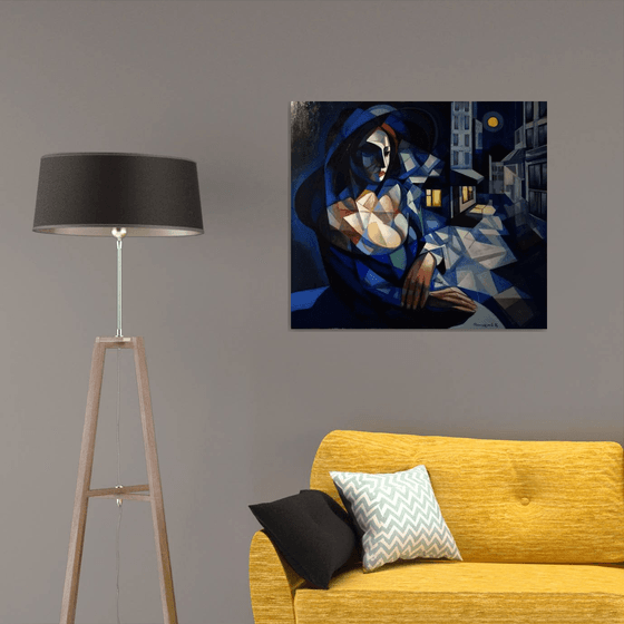 Night(90x80cm,  oil painting, ready to hang)