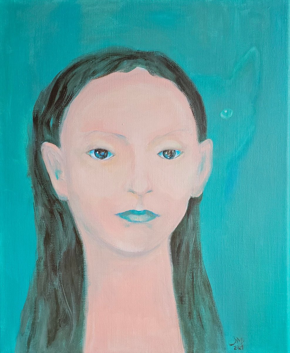 Surrealistic Portrait Acrylic Painting By Ksenia June, 15 X 18", I