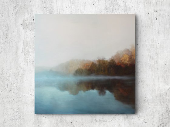 " Morning fog " River neutral oil art