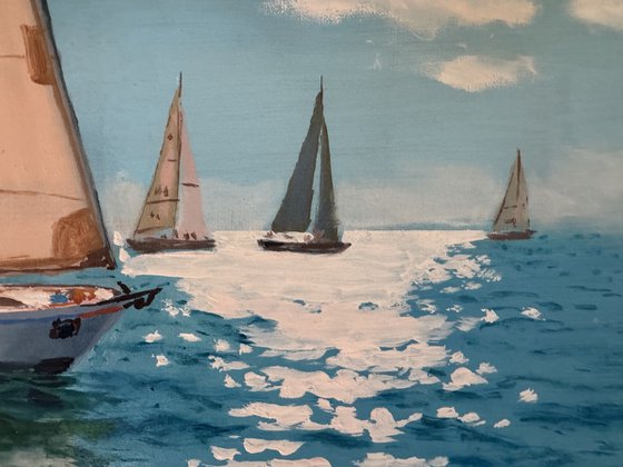Seascape with Sailboats 45