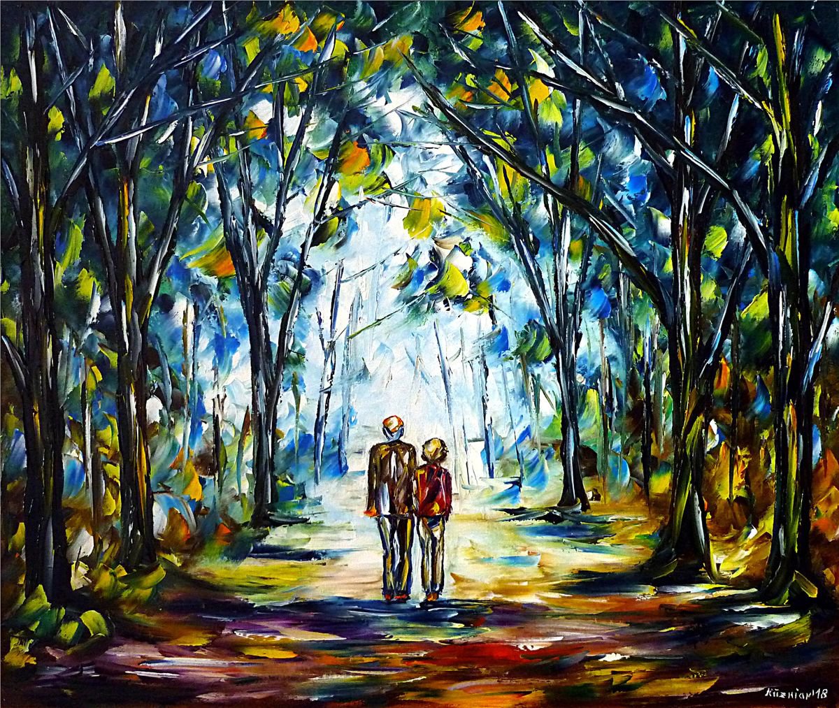 Expressive Oil Painting , Morning Walk By Mirek Kuzniar, 24 X 20, Artwork For Sale On Artfinder