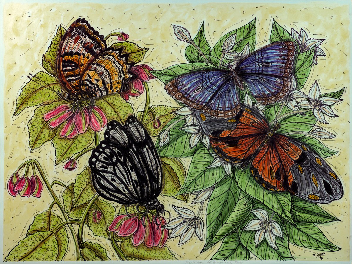 Impressionistic Animal Watercolour By Kim Jones Miller, 24 X 18", Messengers Of Beauty, Original Artwork