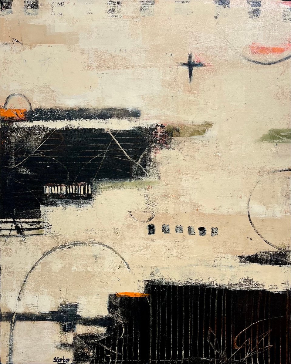 Abstract Landscape Acrylic Painting By Shellie Garber, 24 X 30", Midnight Moon, Original Artwork