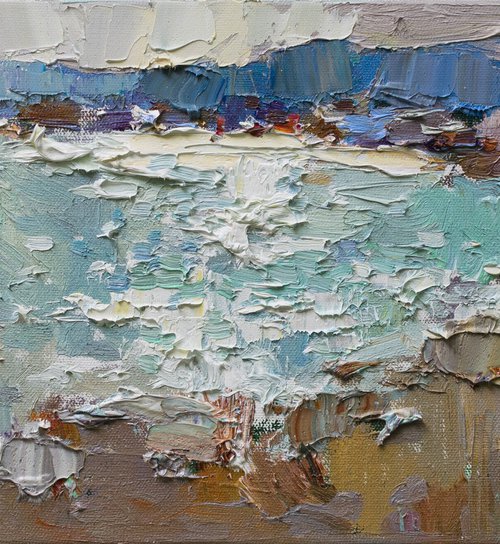 Sea shore  Original oil seascape painting by Anastasiia Valiulina