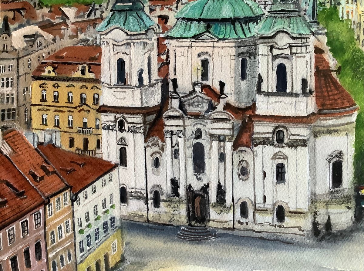 Impressionistic Cityscapes Watercolour By Darren Carey, 15 X 11, St Nicholas Church, Prague, Original Artwork