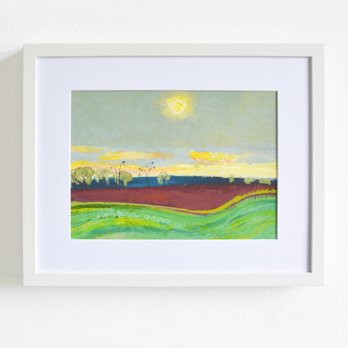 Impressionistic Landscape Painting By Igor Nekraha, 17 X 14, Sunset On The Field, Original Artwork