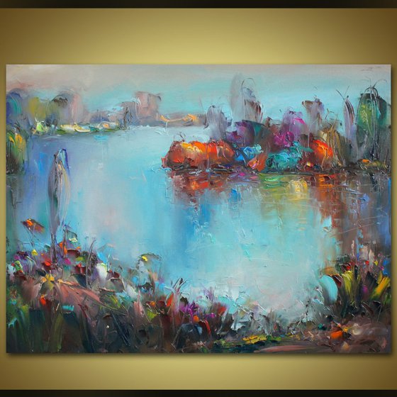 Along the river 3, Landscape Oil painting