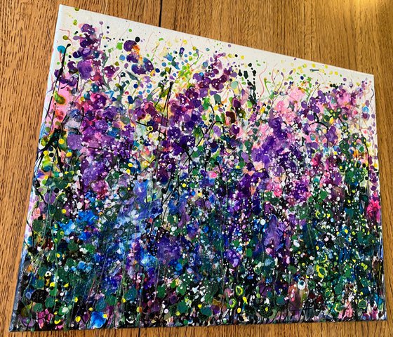 Born to Be Purple -  Floral Abstract  Original painting by OLena Art 18 X 14" X 0.5"