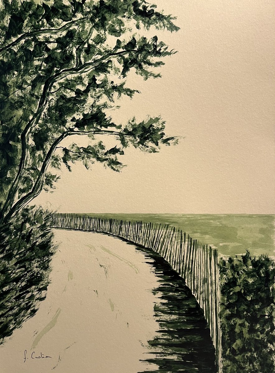 Landscape Painting By Cadiou Frederic, 13 X 17, Beg Meil, Original Artwork