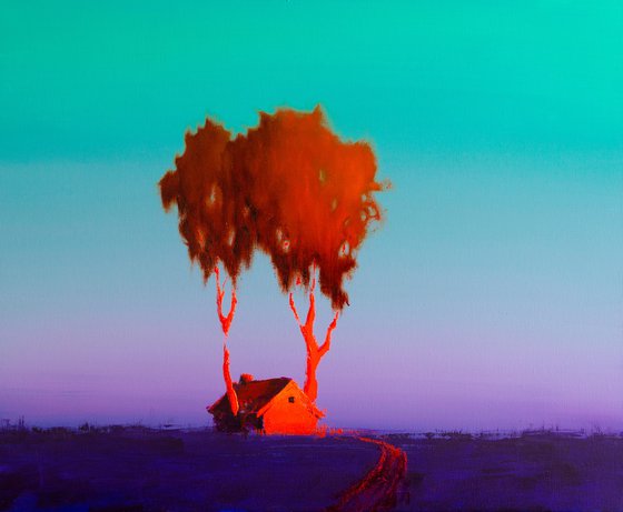 Glowing Trees on Sunset