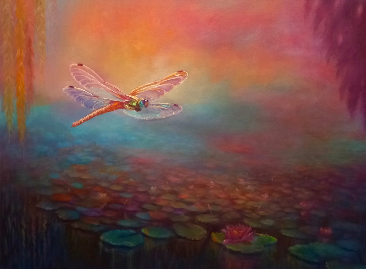 Impressionistic Animal Oil Painting By Lee Campbell, 31 X 24", The Emissary, Original Artwork