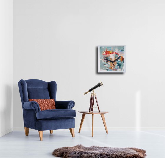 Sunlit Boat Reflections