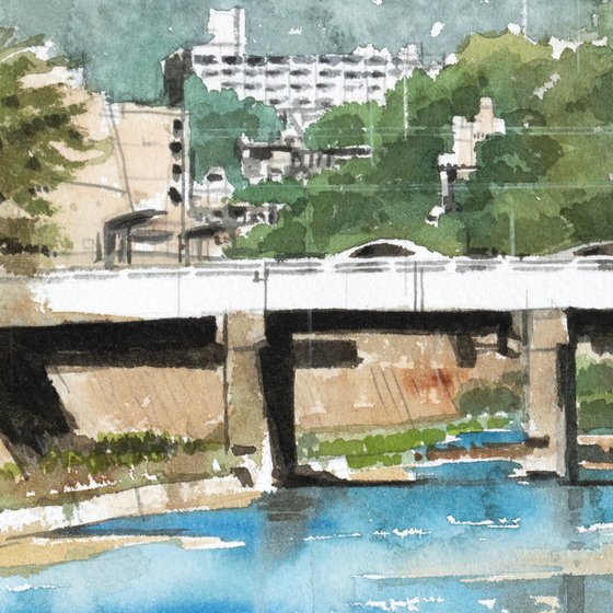 River View with Bridge - 30x20cm Sketch