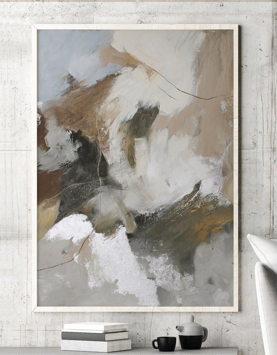 "Velor" Gray brown silver abstract