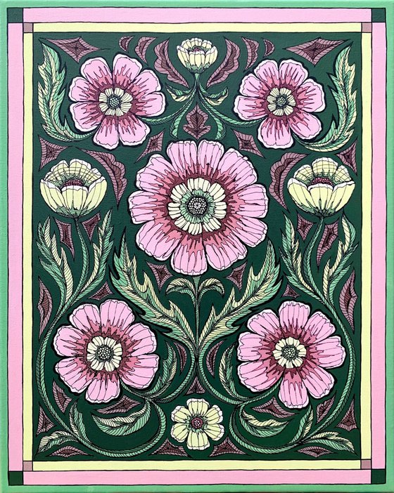 ORNAMENT WITH PINK FLOWERS