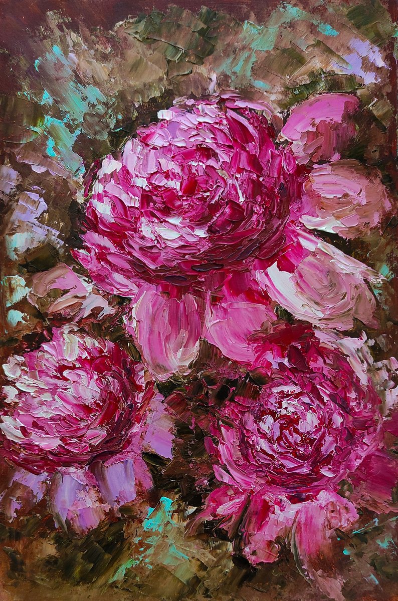 Peonies Flowers Painting by Yulia Berseneva