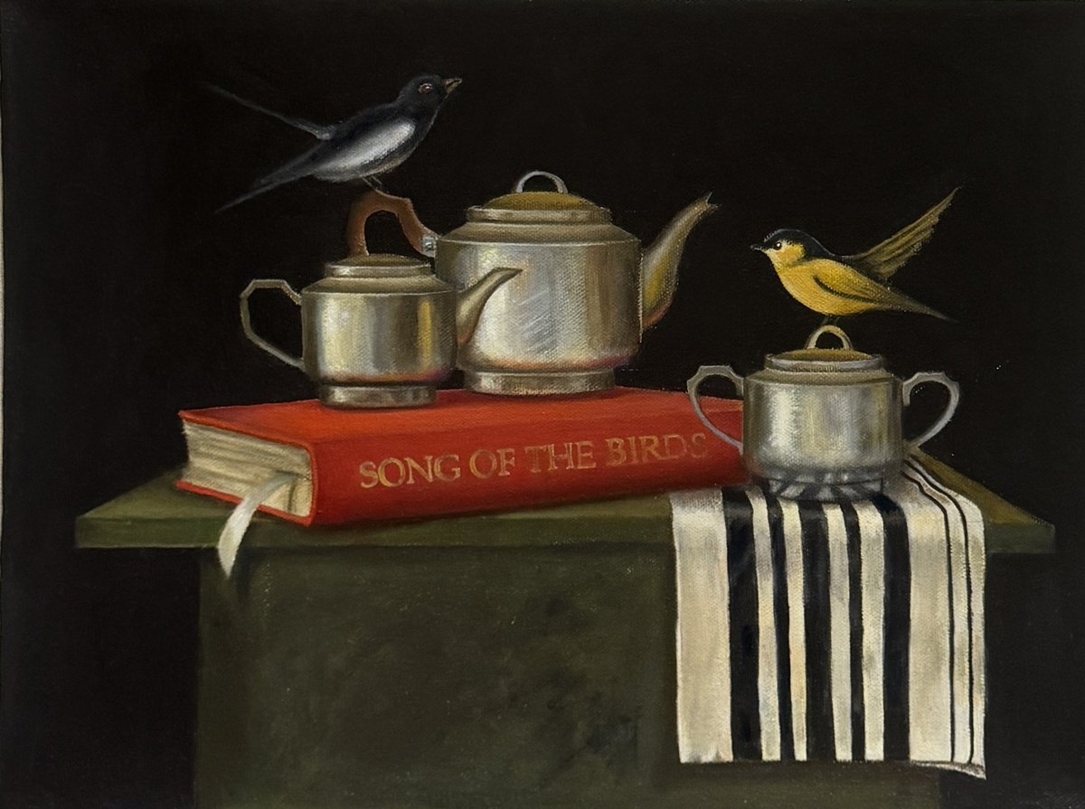 Photorealistic Still Life Oil Painting By Priyanka Singh, 16 X 12", Song Of The Birds, Original Artwork