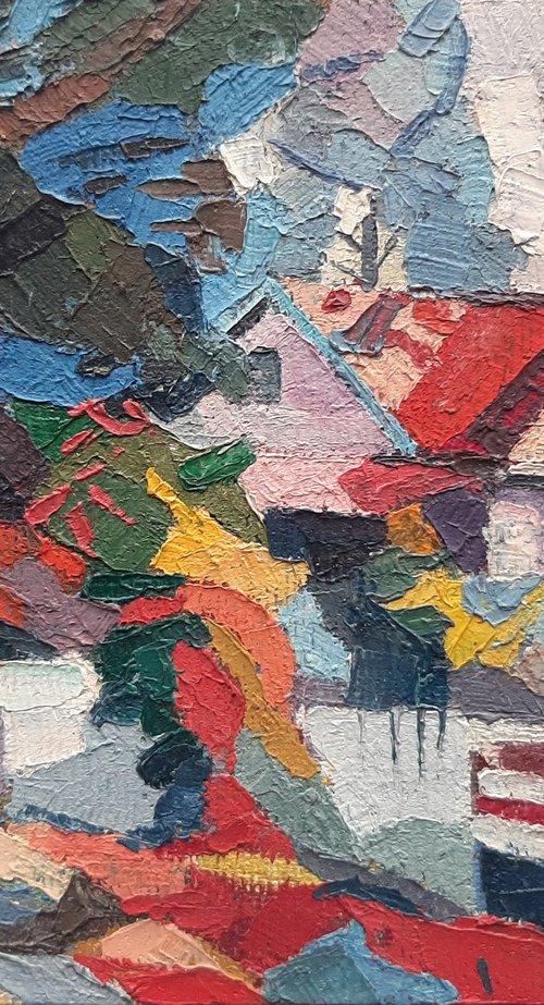 Village landscape, miniature by Maja Đokić Mihajlović