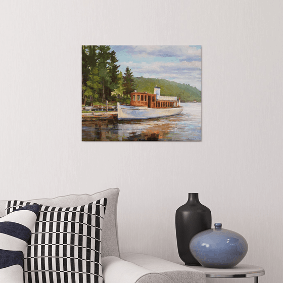 Resting on the lake, Original, one-of-a-kind acrylic on canvas painting (16x20'')