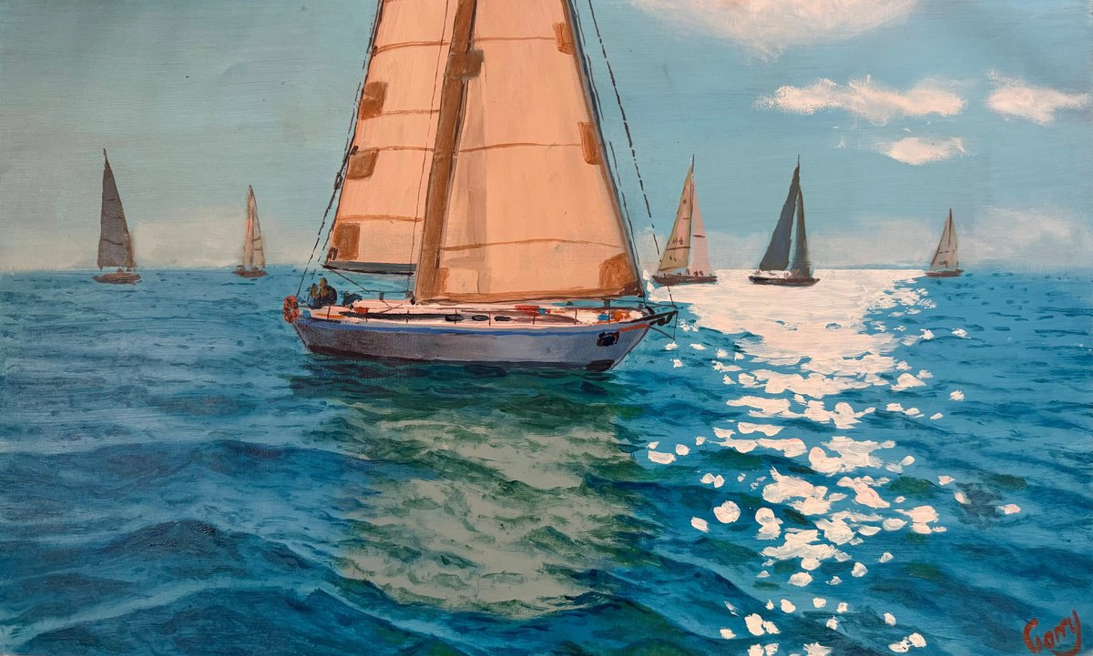 Photorealistic Landscape Oil Painting By Garry Arzumanyan, 22 X 13, Seascape 45, Original Artwork