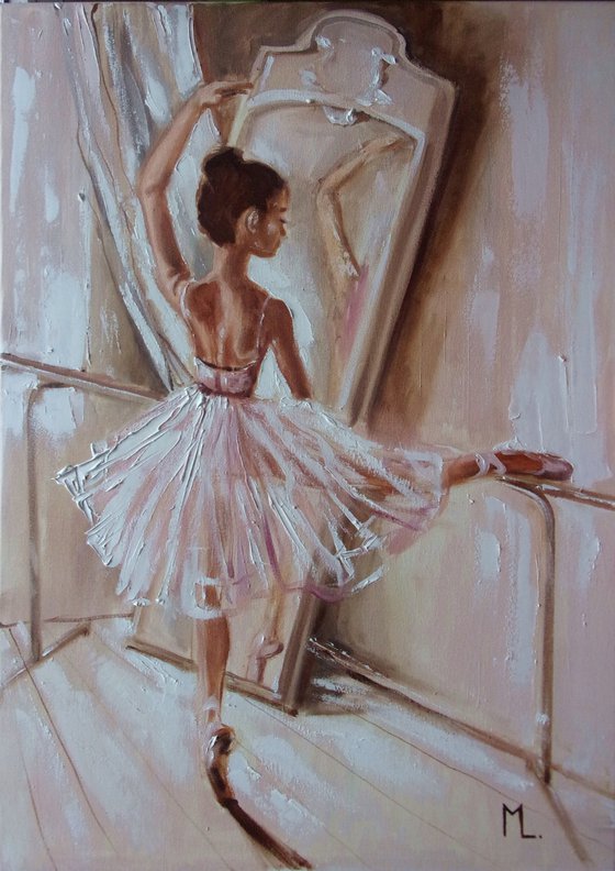 For D. ballerina liGHt ballet ORIGINAL OIL PAINTING, GIFT, PALETTE KNIFE