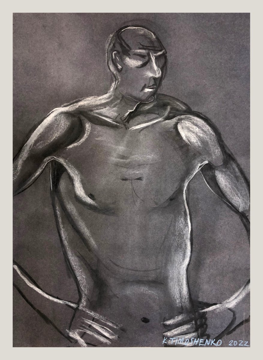 Expressive Portrait Pastel Drawing By Katya Timoshenko, 17 X 23", Andrew, Original Artwork