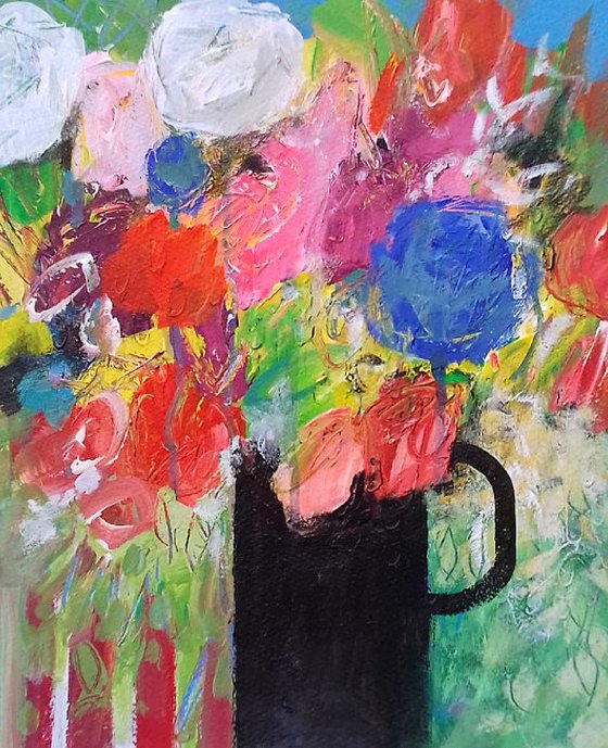 Summer Bouquet in a Black Jug