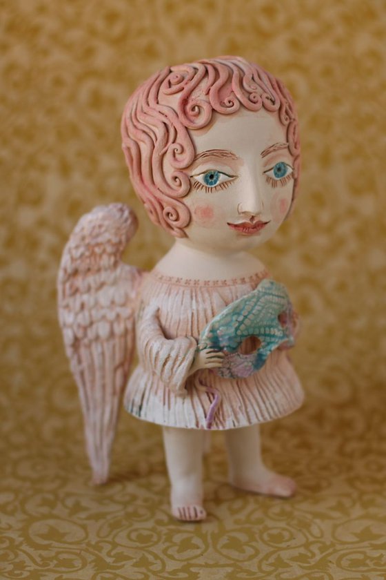 Angels game. Ceramic OOAK sculpture.