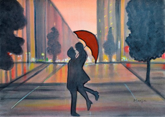 Romance in the city romantic painting gift art on sale