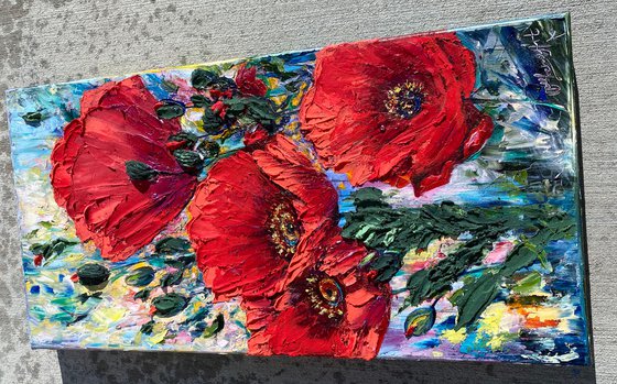 Poppies -  in PALETTE KNIFE technique.