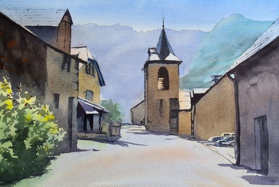Sleepy Pyrenean Village in the heat of the day