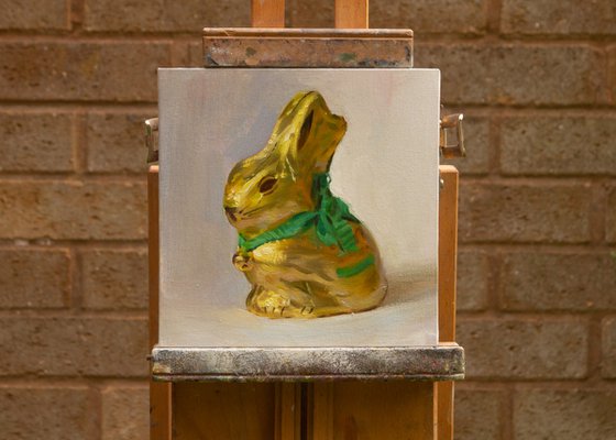 Golden Bunny 3 - Original Oil Painting
