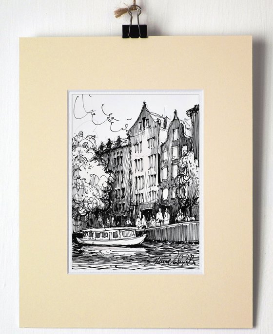 Amsterdam, ink drawing on paper, 2022