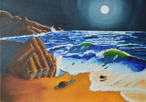 Moonlight on the Beach by John Wellburn