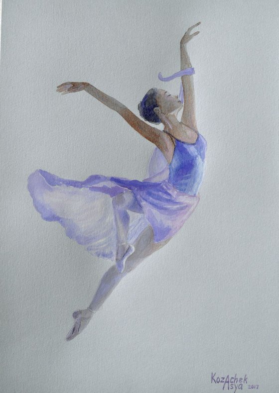 Lavender ballerina. Original ink.