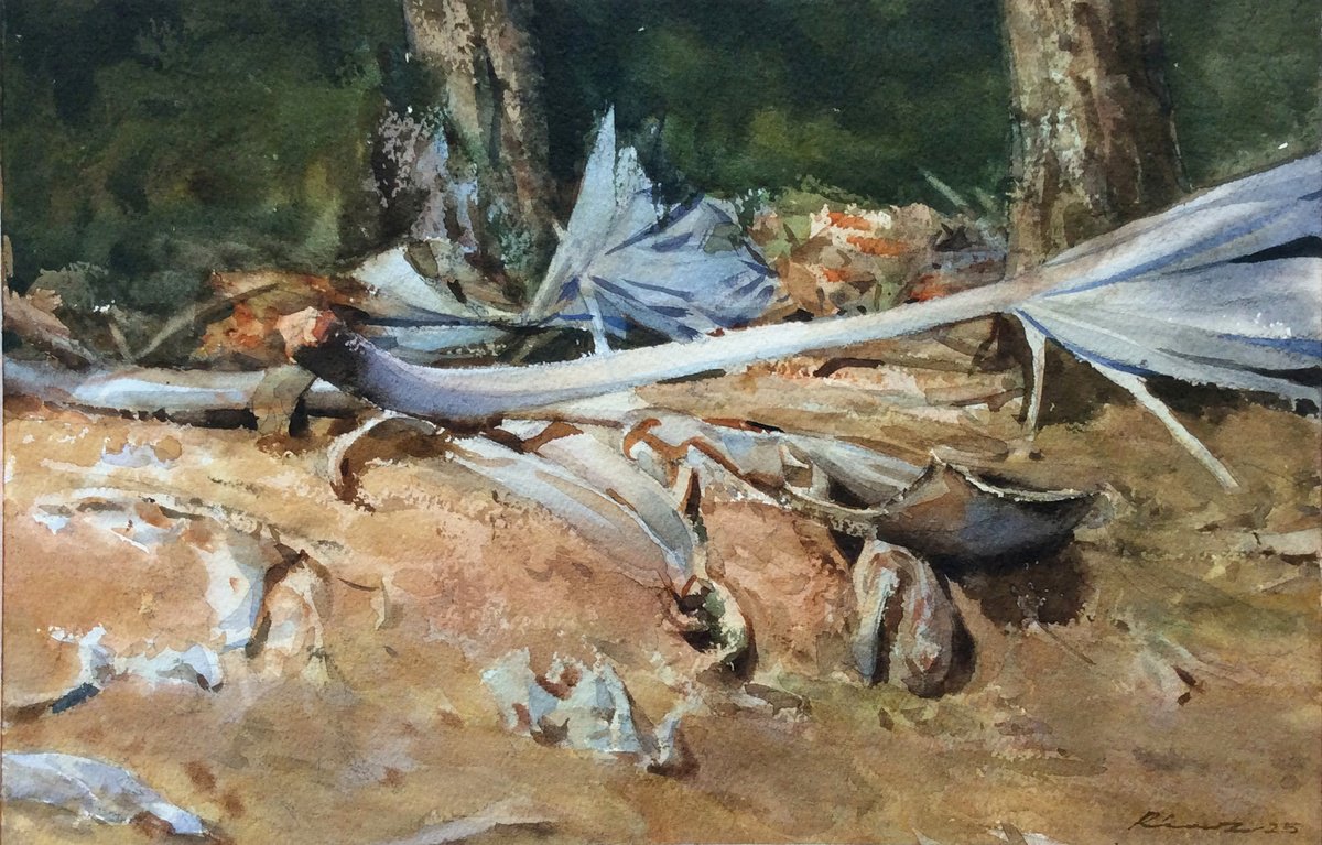 Impressionistic Landscape Watercolour By Riaz Samadhan, 14 X 9", Dry Foliage, National Park, Original Artwork