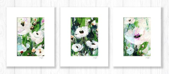 Abstract Floral Collection 4 - 3 Flower Paintings in mats by Kathy Morton Stanion