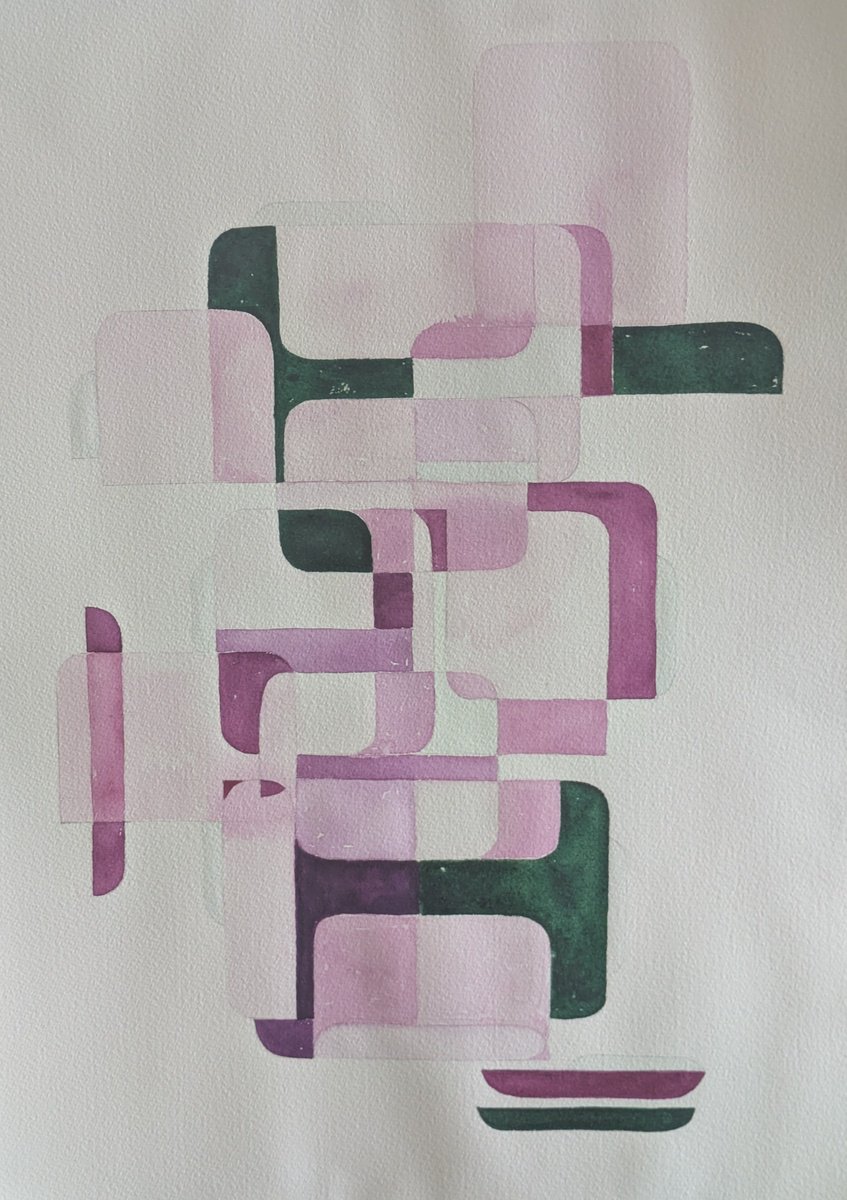 Geometric Abstract Watercolour By Anna Jannack, 14 X 20, Odd Games I, Original Artwork