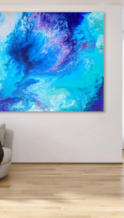 110x85cm. /"Heart of the Ocean" original abstract painting, office art, home decor, gift idea, modern art, seascape, storm, water. by Alexandra Dobreikin