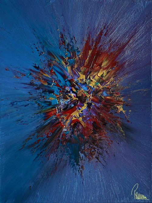 In Gold we Trust Red&Blue Explosion by Richard Vloemans