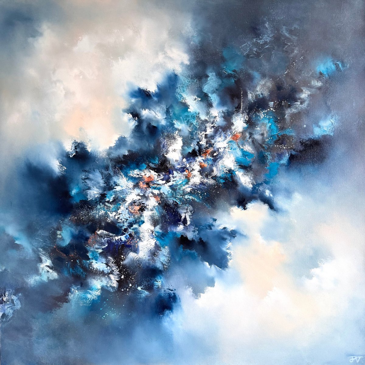 Organic Abstract Oil Painting By Jaimie Volkaerts, 39 X 39, Emergence, Original Artwork