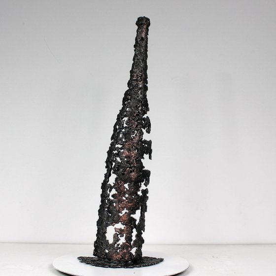 Pear Bottle - Sculpture bottle brandy metal lace steel and copper