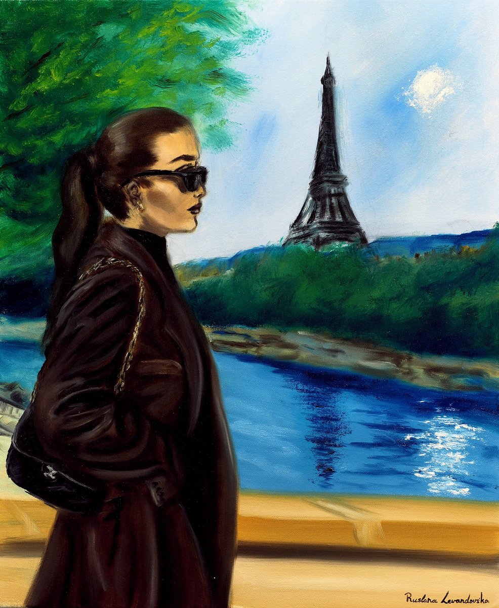 Impressionistic Portrait Oil Painting By Ruslana Levandovska, 20 X 24", Parisian Afternoon, Original Artwork