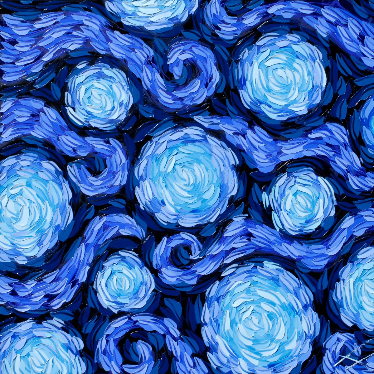 Organic Abstract Oil Painting By Bill Stone, 48 X 48, We Are Stars 20, Original Artwork