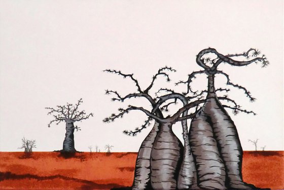 Baobabs in red earth 1-2