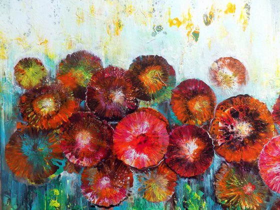 Garden with red flowers